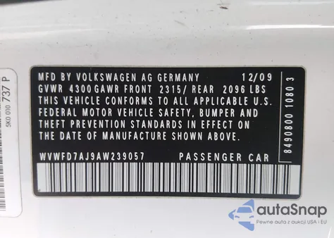 2010 Volkswagen Gti 2-Door from USA, damaged, VIN WVWFD7AJ9AW239057